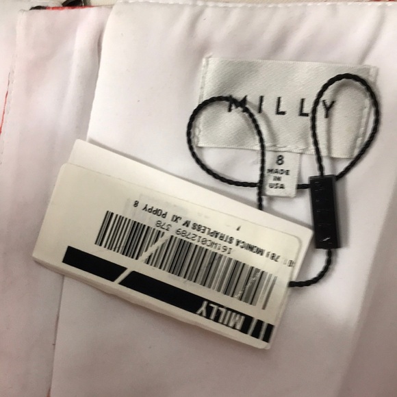 Milly Monica Silk Chiffon Strapless Paisley Maxi Dress Poppy Orange - Picture 10 of 10